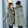 Dámská zimní teplá bunda Parka Coat s límcem do vlasů Thickened Coat Snow Warm Plus Size