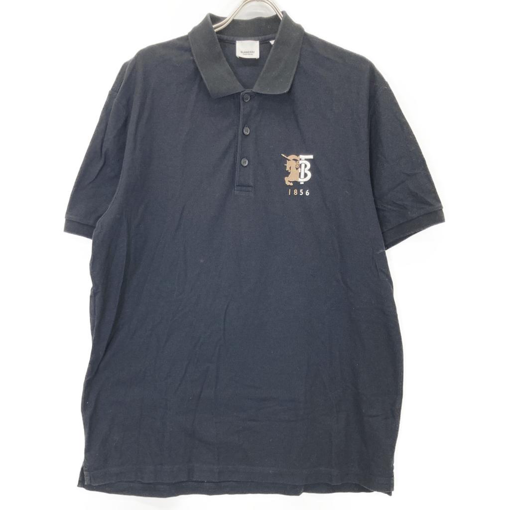 Burberry 8025774 Black Logo Embroidered Polo Shirt Tops XXL blackUsed