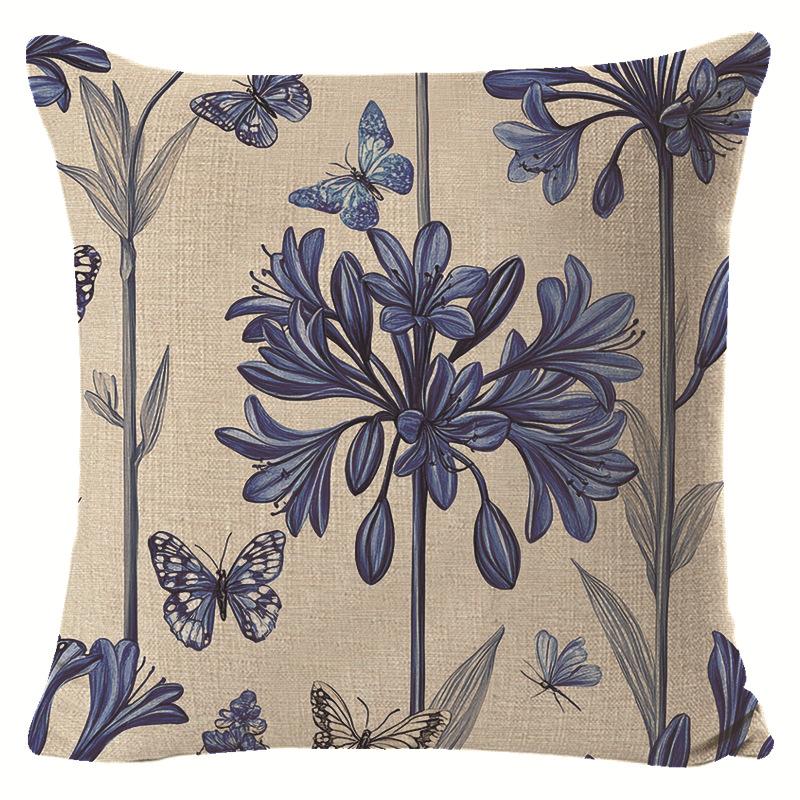 Hot Spring and Summer Butterfly Flower Series Bedroom Living Room Bay Window Decoration Linen Pillow Cover