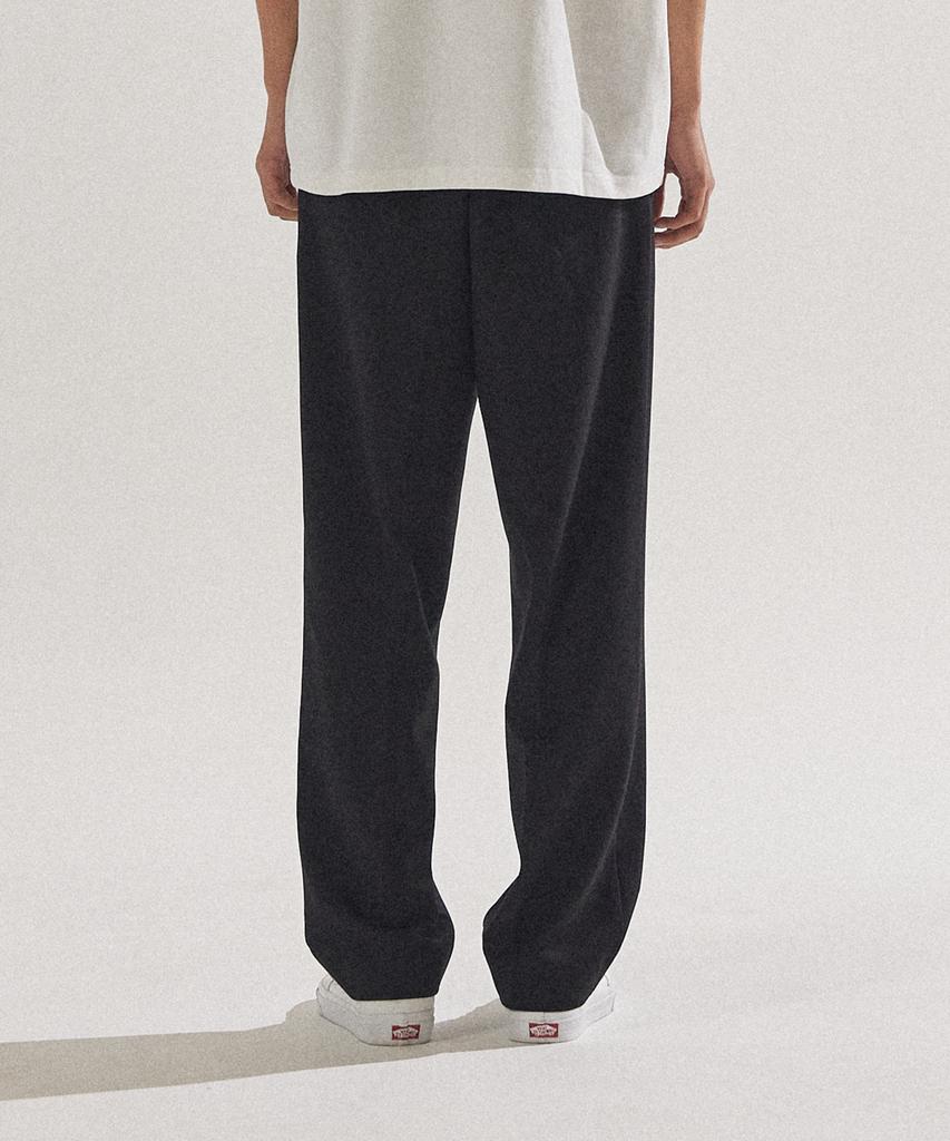 PALAP Unisex Essential Semi-Wide Elastic Waist Slacks Pants_Pl24F7Pt012_Bk