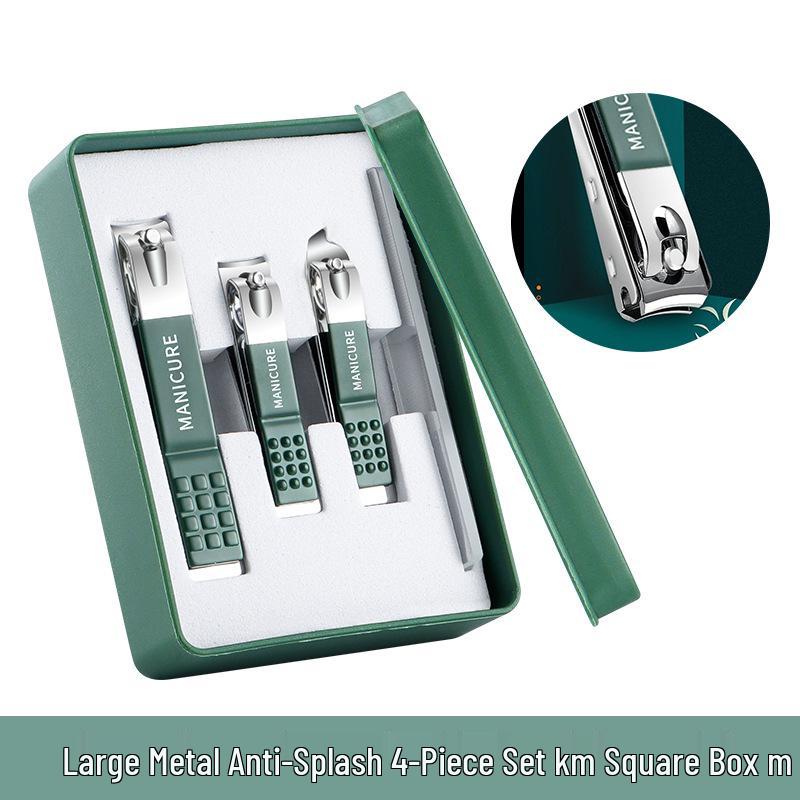 Green Splash-Proof Nail Clipper & Scissors Set - Large, Gift Box Included