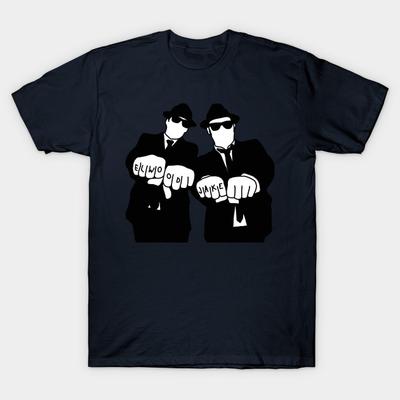 Asian Size Men Print T-shirt The Blues Brothers No-Cut Heat Transfer Print Cotton Tshirt