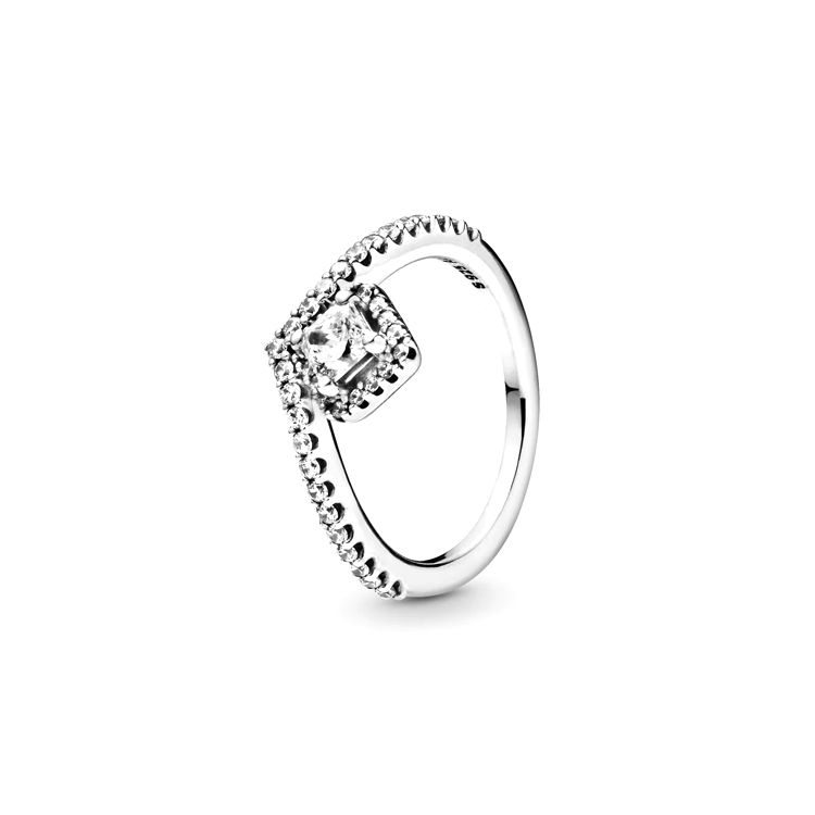 Pandora Square Gem Wishbone Ring Women rings Silver 198420C01 50