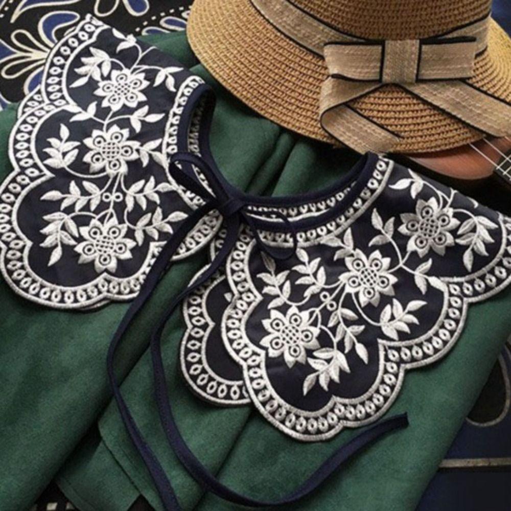 Black White Fake Collar Lace Floral Decoration Collar New False Collar For Women Girls