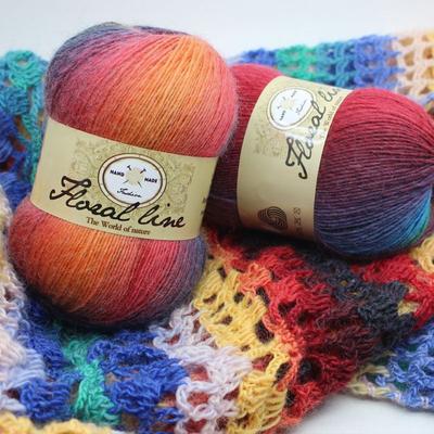 Single-strand Dyeing Thread Gradient Colored Wool, Hand Woven Shawl, Scarf, Hat Wool, Rainbow Wool Thread