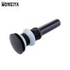 Accessories Brass Big Size Assembly Matte Black Bathroom Basin Vessel Sink Push Down Pop up Drain Plugs Without Overflow