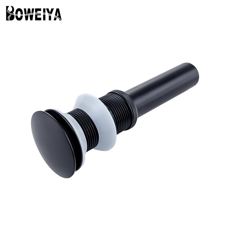Accessories Brass Big Size Assembly Matte Black Bathroom Basin Vessel Sink Push Down Pop up Drain Plugs Without Overflow