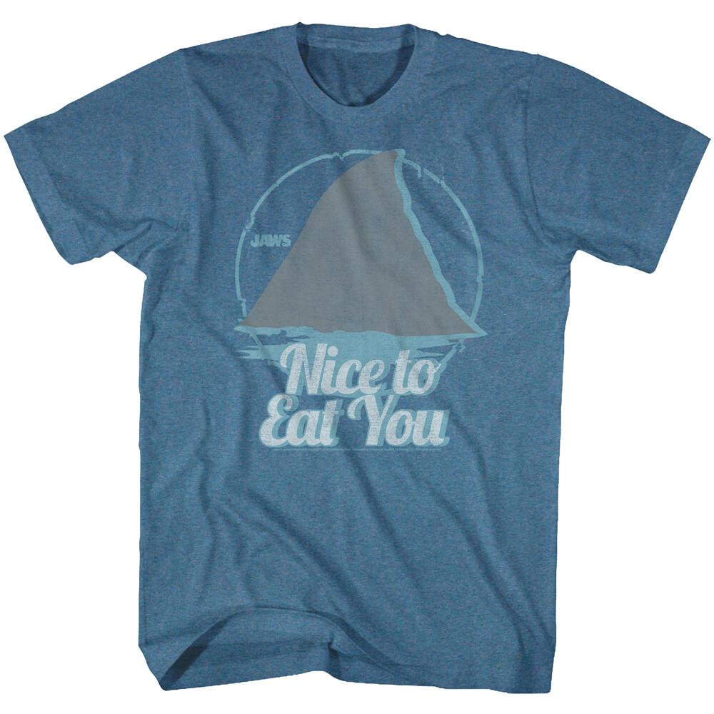 Jaws 70 Thriller Movie Amity Island Sharks Nice To Eat You Men T Shirt S