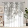2 Peças de Elegantes Cortinas Estampadas com Penas Cinzas, Cortinas de Varão, Cortinas para Quarto e Sala de Estar,