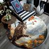 Autumn Owl Round Area Rug,Carpet Rug for Living Room Bedroom Sofa Playroom Decor,Non-slip Floor Mat