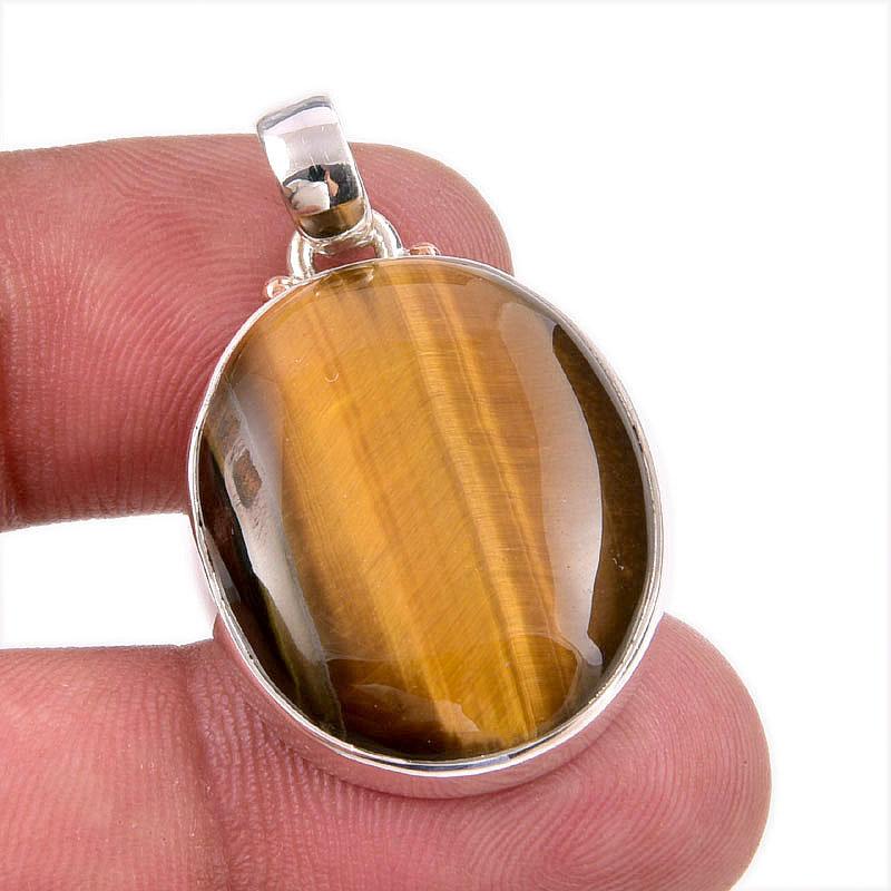 

Natural Tiger s Eye Gemstone 925 Solid Sterling Silver Gift Pendant 1.50 T6i37