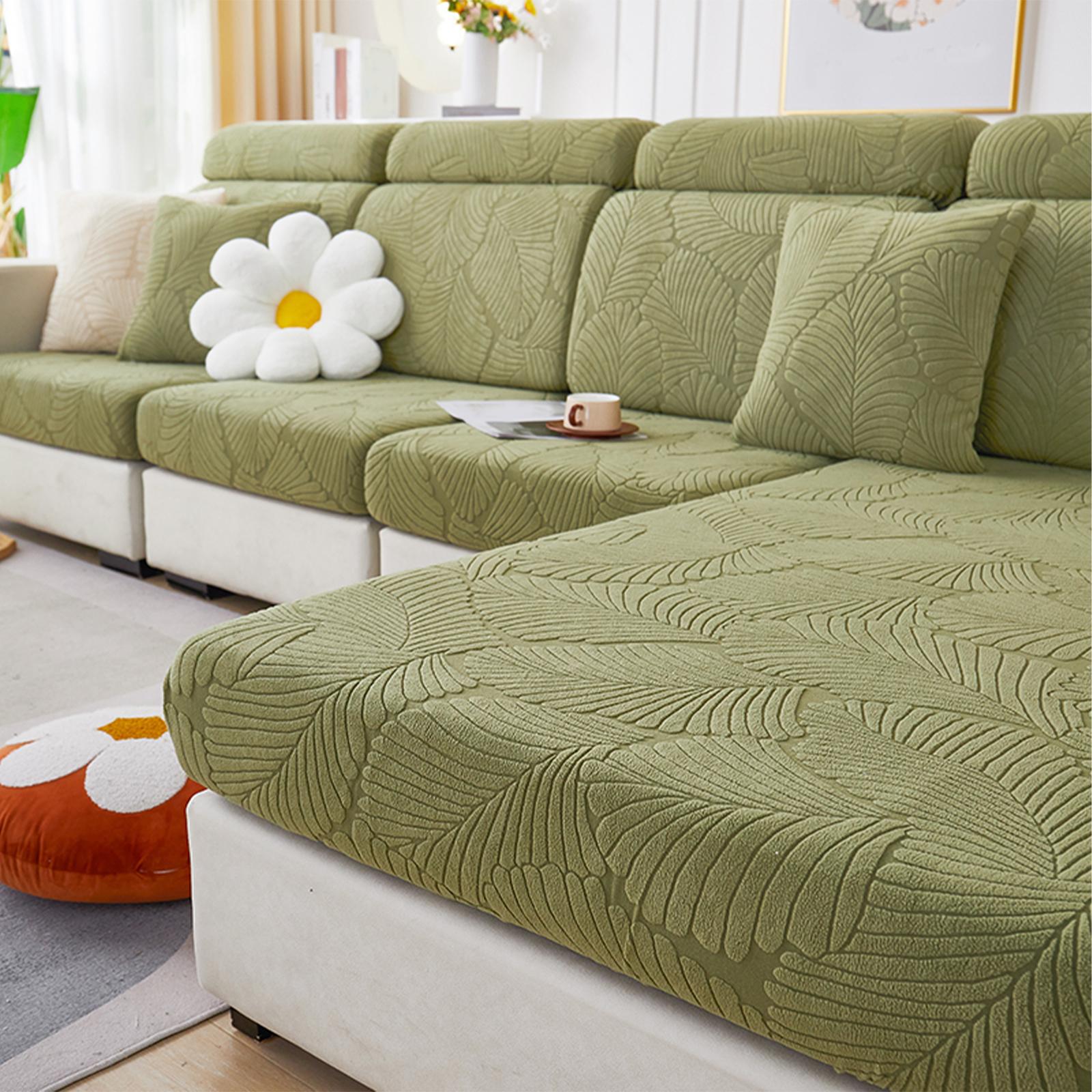 

Чехол для дивана из флиса с рисунком листьев, эластичный, на все времена года, для гостиной, защита для домашних животных/детей S