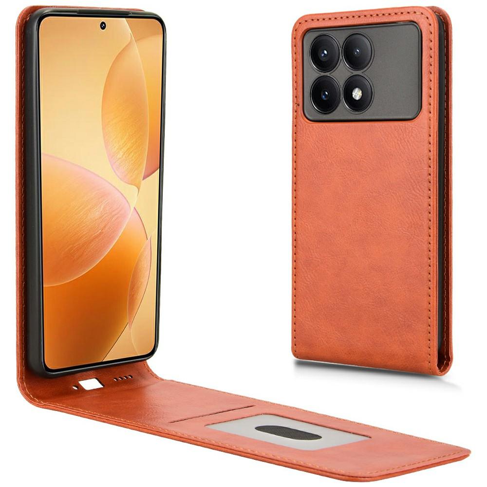 

Кожаный чехол для Xiaomi Poco F6 Pro 5G/Redmi K70 5G/Redmi K70 Pro 5G Магнитный вертикальный откидной чехол для телефона со слотом для карт Orange