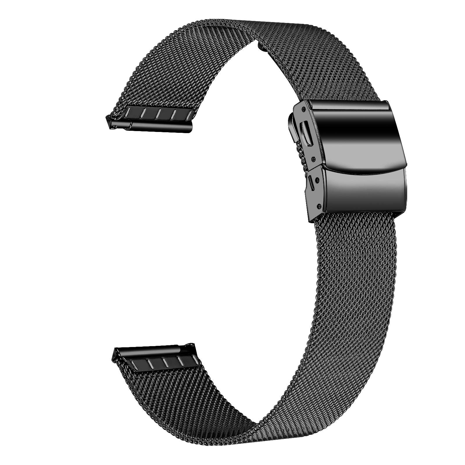 

For Garmin Forerunner 245 Music/245/645/645 Music Stainless Steel 20mm Watch Milanese Strap Black