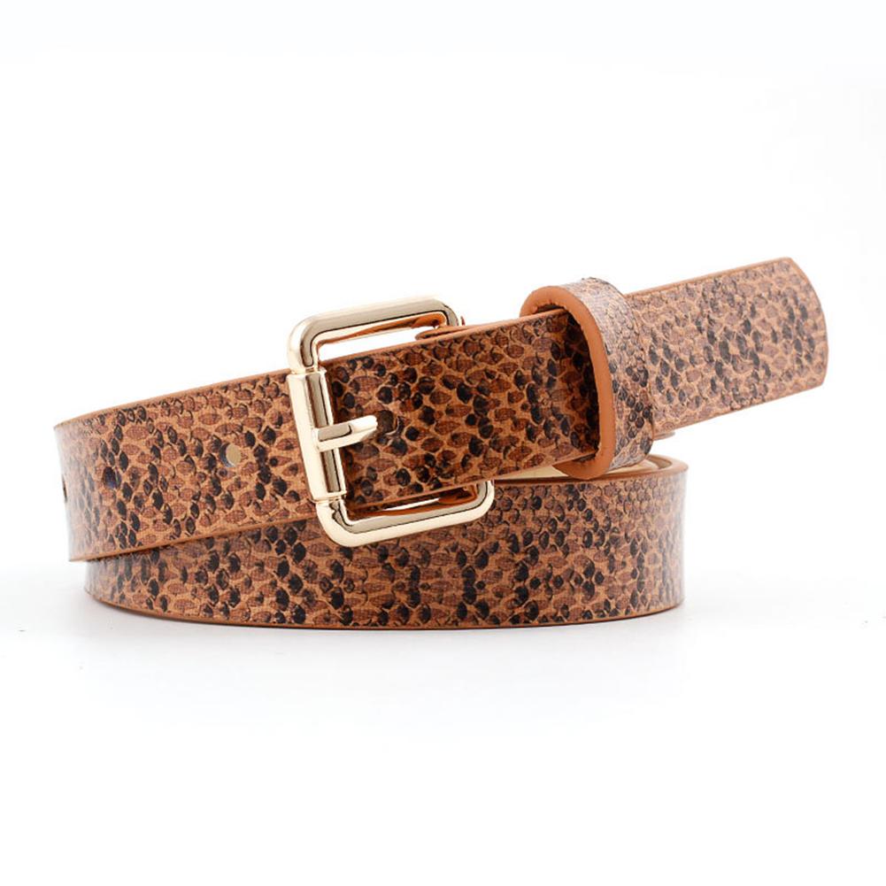 Women Fashion Retro Style All Match Snakeskin Printing Thin Waist Belt