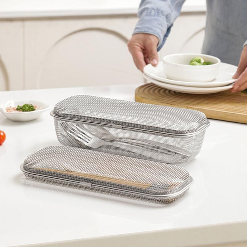 Silverware Basket Set for Dishwasher, 304 Stainless Steel Open-Grid Baskets with Rounded Shape for Grouping Forks, Spoons, Chopsticks and Small Pieces