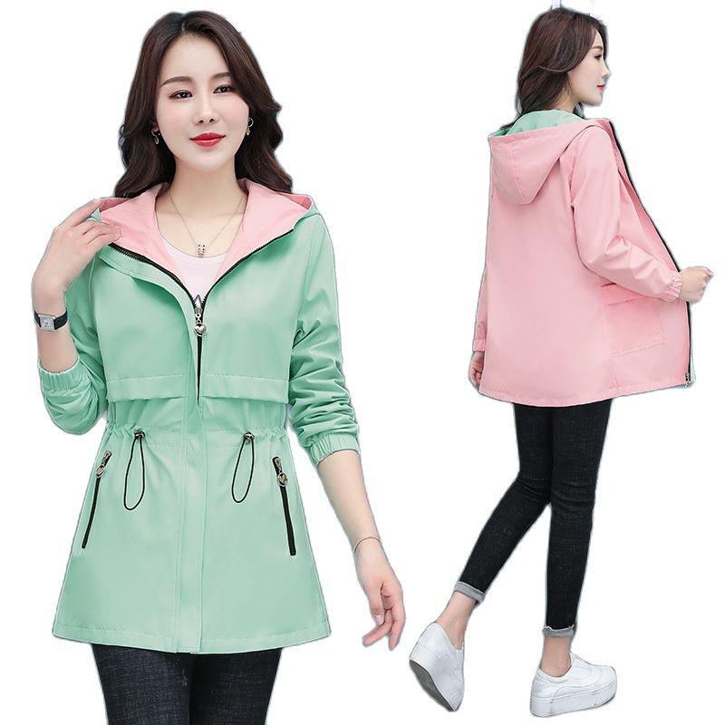 

Жіноча куртка-вітровка з капюшоном і талією Jscket Двостороннє пальто на блискавці 4XL