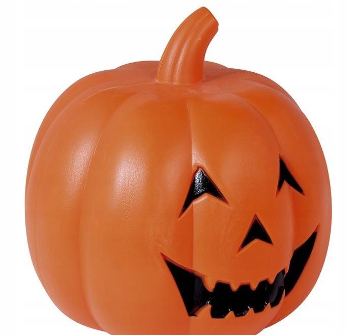 Plastikowa Pomarańczowa Świecąca Dynia Z Dźwiękiem Dekoracja Halloween 32Cm