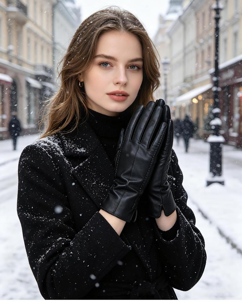 Fashion Women's Gloves Color Sheepskin Winter Warm Thin Touch Screen Gloves High Quality