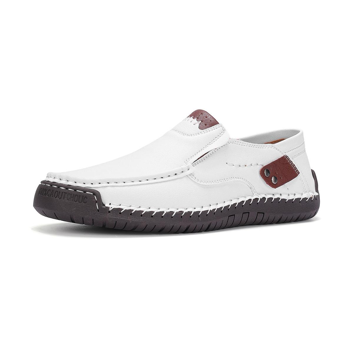 

Hand-stitched men s shoes one-pedal casual shoes low-top large-size soft sole 48 білий