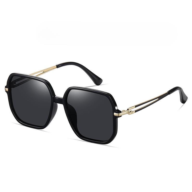 Modische polarisierte Sonnenbrille für Damen Polygonale große Fassung Sonnenschutzbrille TAC Casual Sonnenbrille