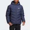 Adidas Jaqueta Puffer de Penas com Capuz e Zíper Estampa de Logo Cor Sólida Neo Jaquetas Unissex Azul HY9636