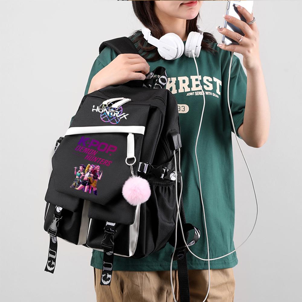 Kreskówkowy Kpop Łowcy Demonów Nadrukowany Plecak o Dużej Pojemności dla Nastolatka Ucznia Dziewczyny Chłopca Tornister Torba na Książki Prezent dla Dziecka Kobiety Wodoodporna Torba Podróżna Mochila