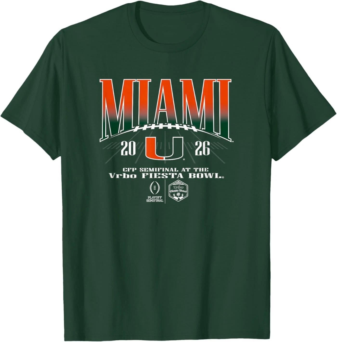

Miami Hurricanes CFP Semifinal Fiesta Bowl 2026 Green T-Shirt 2XL