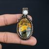 Crazy Lace Agate & Moonstone Gemstone Handmade Pure Copper Wire Wrap Jewelry Pendant For Women