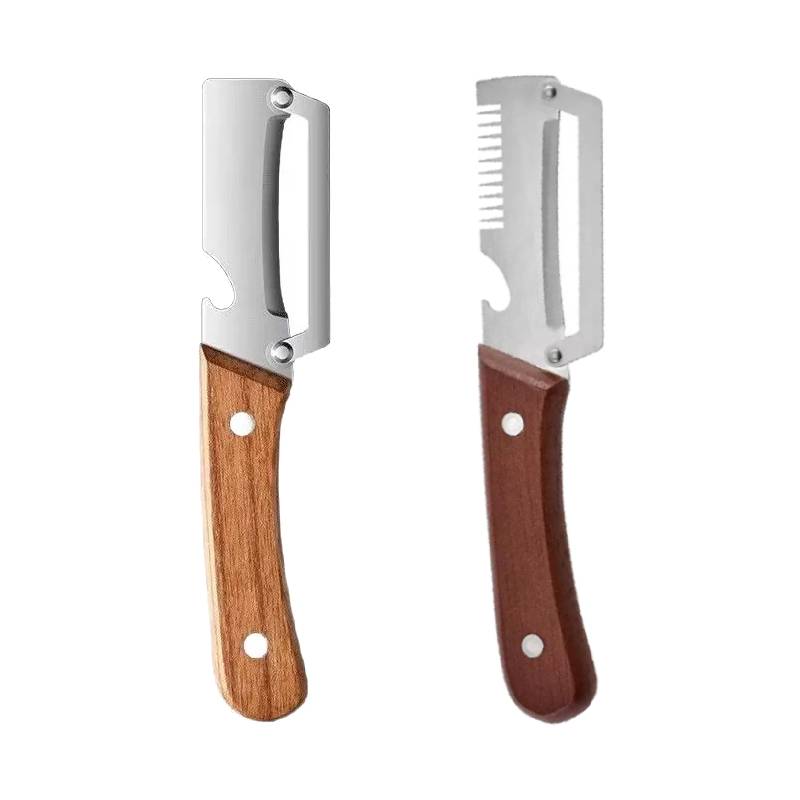 NEW Kitchen Peeler Stainless Steel Vegetable Peeler with Wooden Handle Durable Serrated Peeling Knife Bottle Opener Kitchen Tool