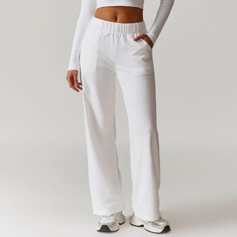 

Outdoor Sports Straight Casual Pants Women s 2025 New Arrival High Waist American Sweatpants Easiest for Match Casual Pocket Breathable High Elastic Swan White S
