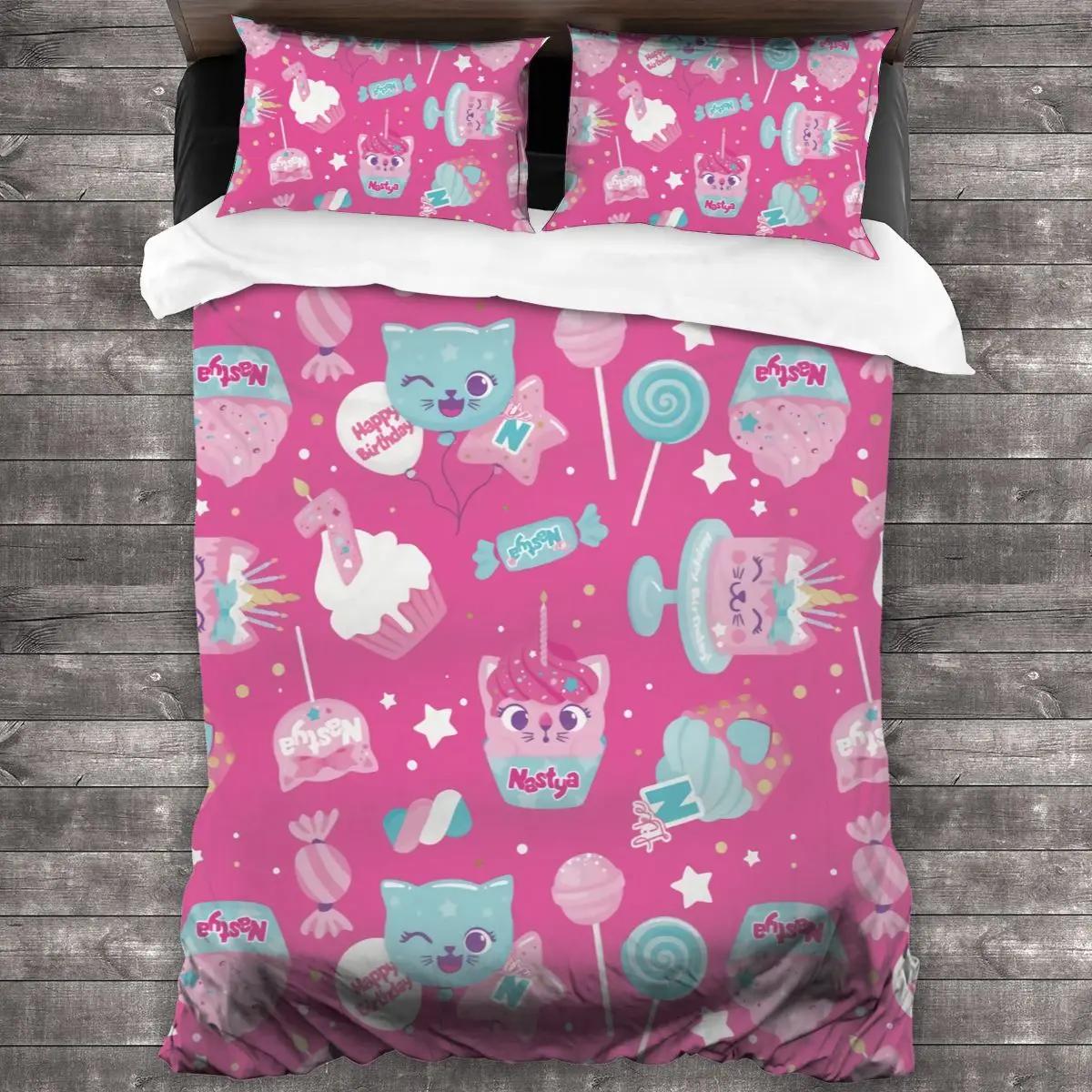 

3D Printed Like Nastya Bedding Set Boys Girls Twin Queen Size Duvet Cover Pillowcase Bed Kids Adult Fashion Home Textileextile 240x210cm 3pcs