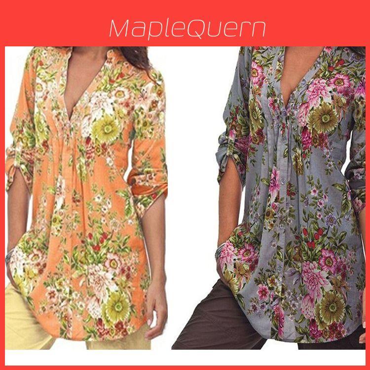 Classic Fall Short Sleeve Printed Shirt For Women Casual Wear