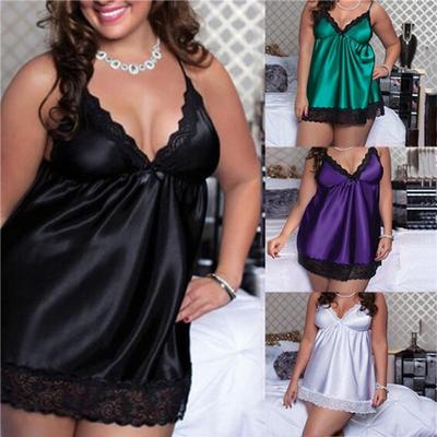 European and American Style Ladies Sexy Lingerie Women Simulation Silk Lace Thin Suspender Pajamas