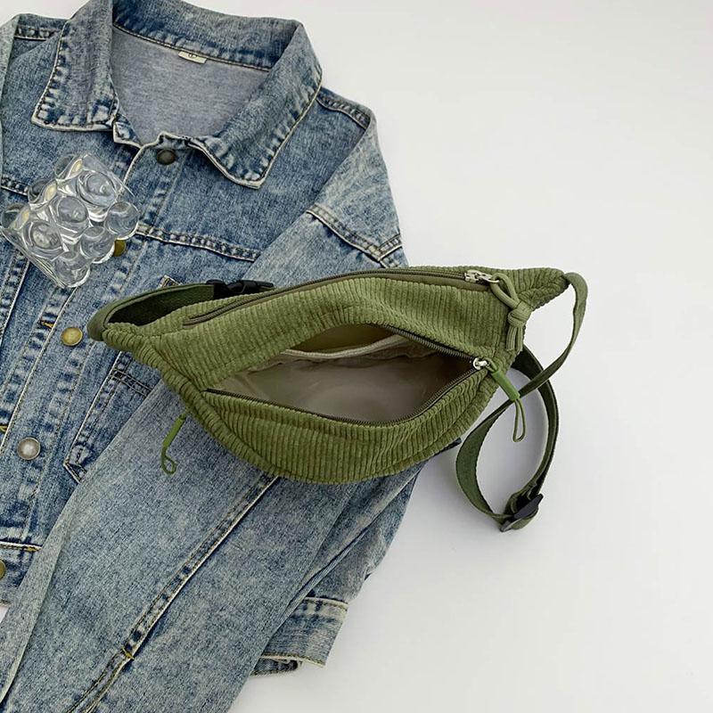 Fløyel midjeveske for kvinner brodert bokstav Fanny pack hoftevesker enkel skulder crossbody brystveske