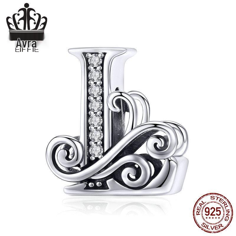 Avle 925 Sterling Silver English Letter Beaded Bracelet Beads