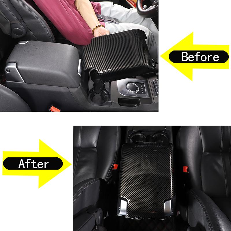 ABS Carbon fiber Car Inner Armrest Box Storage Box Decorative Cover Trim For Land Rover Discovery 3/4 2004-2016 Car Accessories