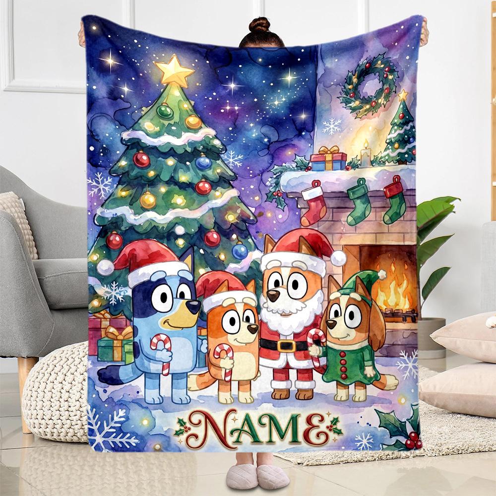 Christmas Pals Celebration Personalized Name Blanket Throw Personalized Blanket Durable Comfort Versatile for Bed Office Chair Bedding Couch
