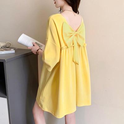 American Retro Oversized Women's T-shirt with Back Bow Design