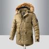 Mid-length Workwear Cotton Coat Winter Men's Thickened Large Fur Collar Hooded Cotton Coat