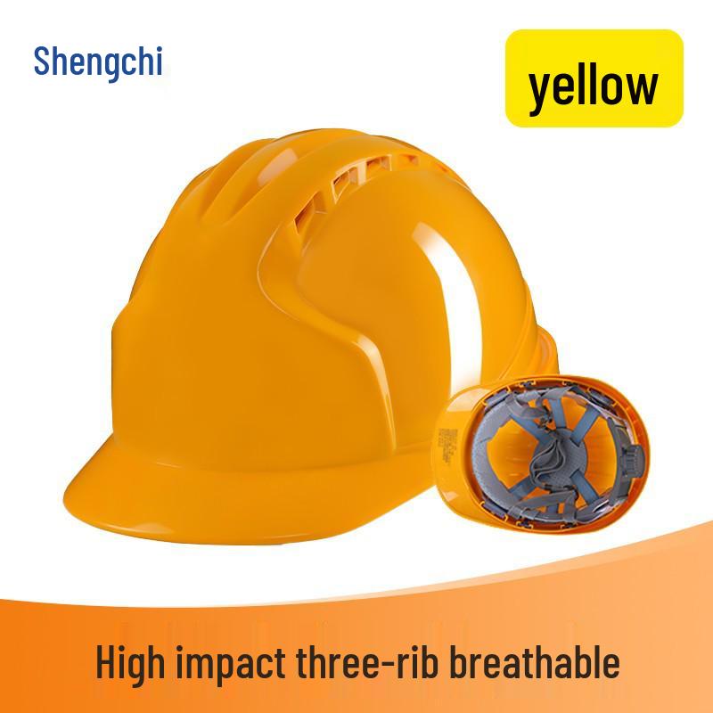 Shengchi Men's Anti-Smash Breathable Safety Helmet, Transparent Three-Ribbed, ABS Thickened for Construction Workers