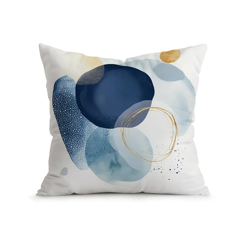 Home Decor Abstract Blue & Gold Geometric Pillow Covers Pattern Cushion Cover Suitable for Sofa Bedroom Car Pillow Cover
