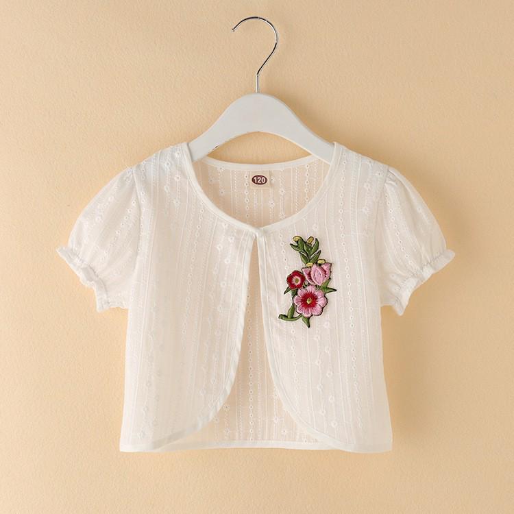 Embroidered Cotton Lace Girls' Sun Protection Cardigan