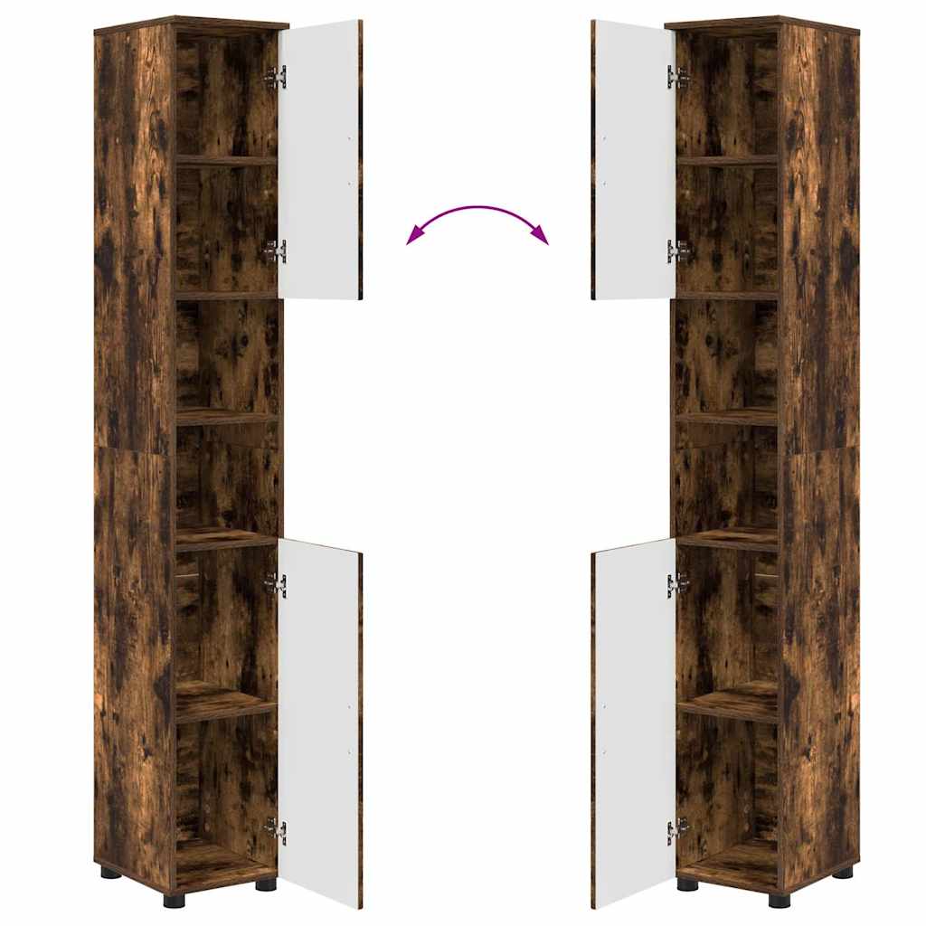 Bathroom Cabinet with Door Smoked Oak 30 X 35 X 192 Cm