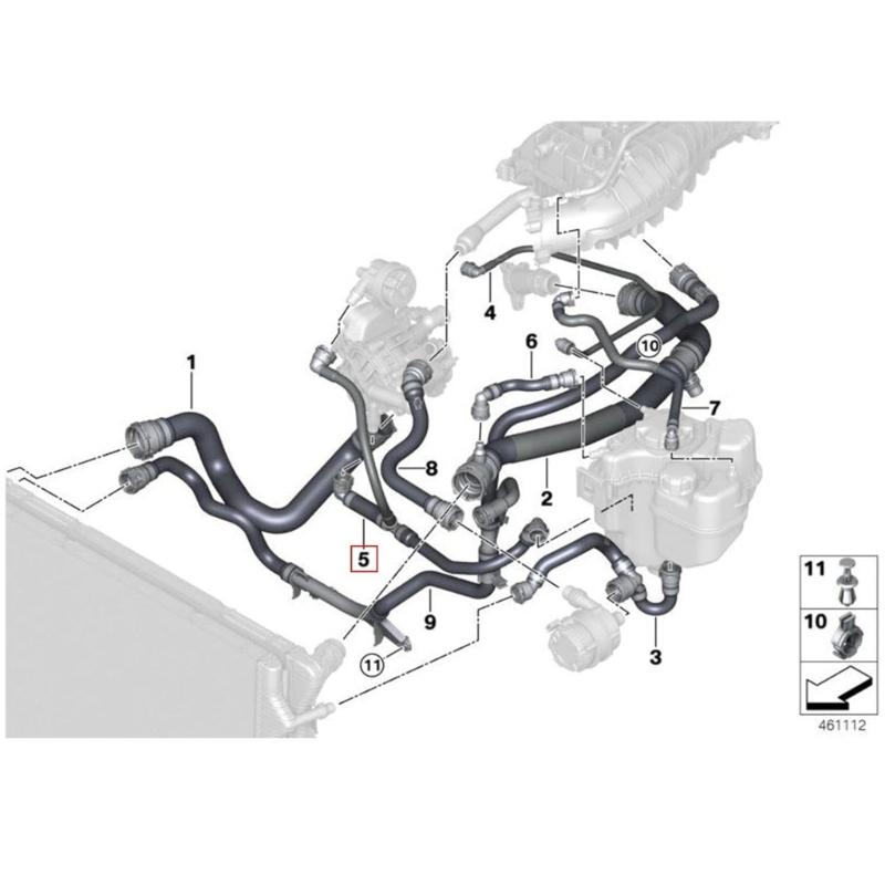 Engine Coolant Water Inlet Pipe Hose 17128616914 for F20 F22 F23 F30 F31 F34 F35 Automotive Accessories Replacement