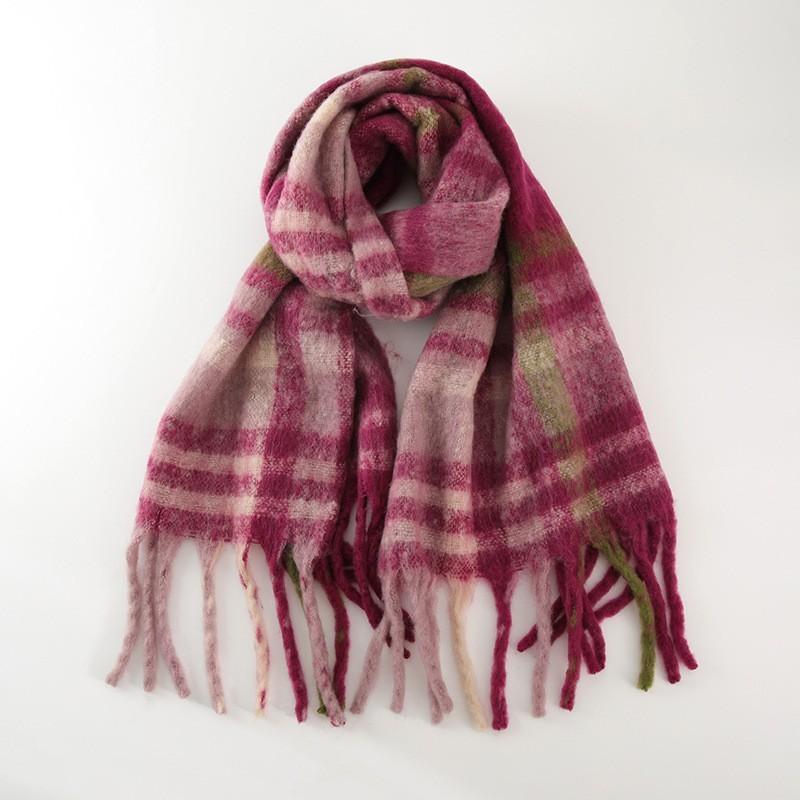 

New classic retro imitation cashmere plaid scarf women s winter warm fringed scarf