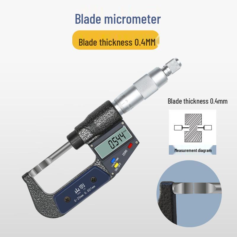 ShanCe Electronic Digital Blade Micrometer 0-25mm for Thin Sheet and Groove Diameter Measurement