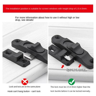 Spring Sliding Pull Door Lock Anti Theft Door Lock Buckle Aluminium Alloy Push-Pull Window Hook Lock Door Window Hardware