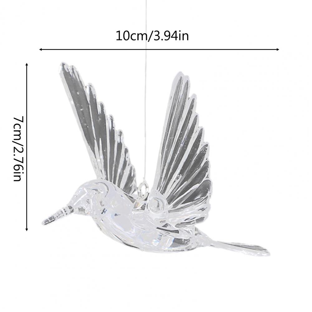 Transparent Decorative Bird Transparent Acrylic Bird Decor Hummingbird Hanging Ornaments with Hooks Transparent Flying Bird