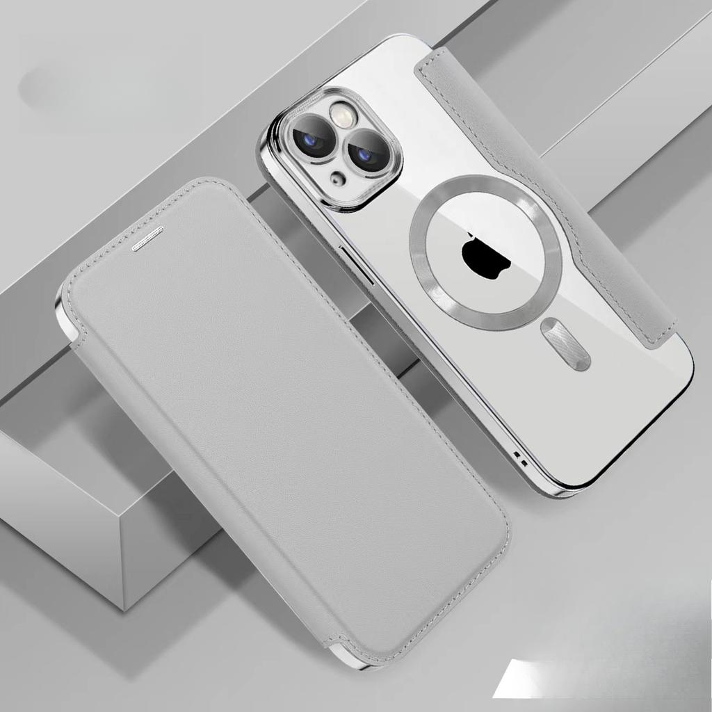 Applicable To IPhone16E Gold Shield Electroplated Magnetic Leather Case Mobile Phone Case Apple 15 Flip Cover 14p Full Cover Anti-fall Protection